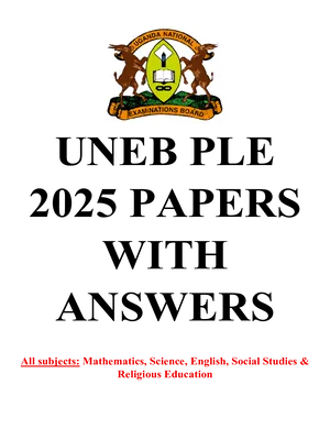 uneb ple 2025 all papers with answers sst, science, english and mathematics
