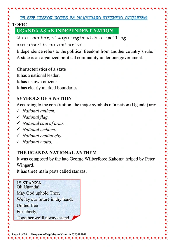 p5 sst term 3 notes by ngabirano visensio