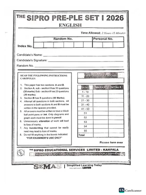 sipro p7 pre ple 2026 set 1 english paper