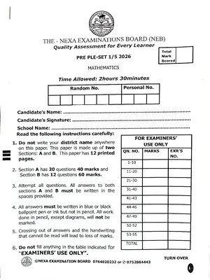 nexa pre ple 2026 set 1 full set with all subjects