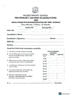 hillside pre ple 2026 set 3 social studies with re paper