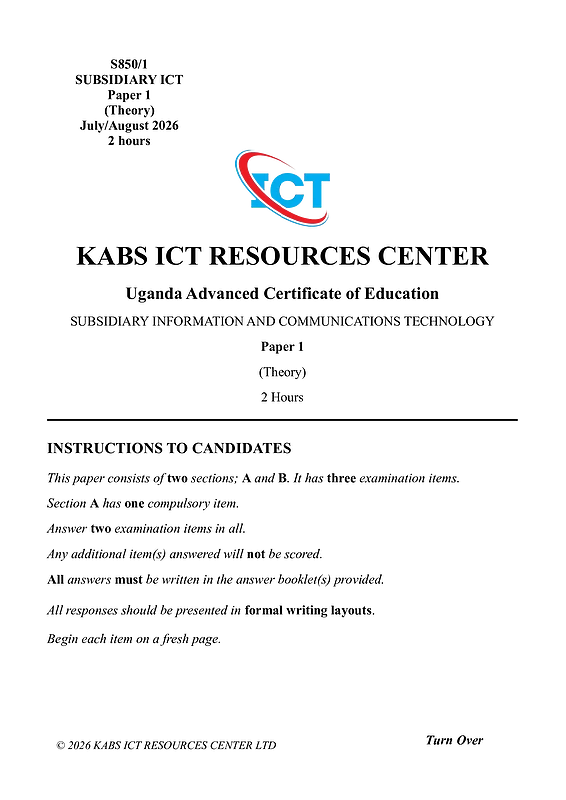 kabs uace subsidiary information and communications technology paper 1 (theory)