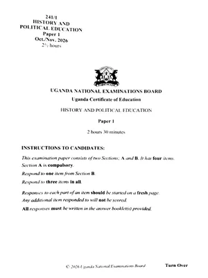 uneb uce 2026 history paper 1
