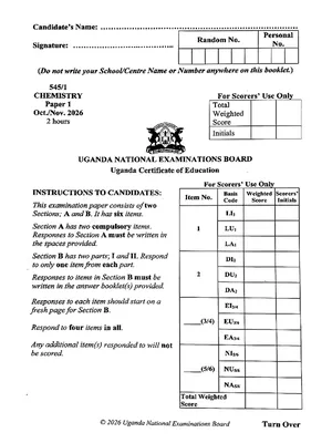 uneb uce 2026 chemistry paper 1